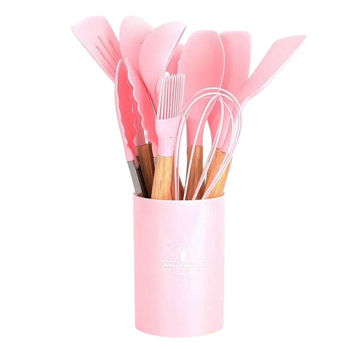 GENERICO - Set 12 Utensilios De Cocina Silicona Rosa