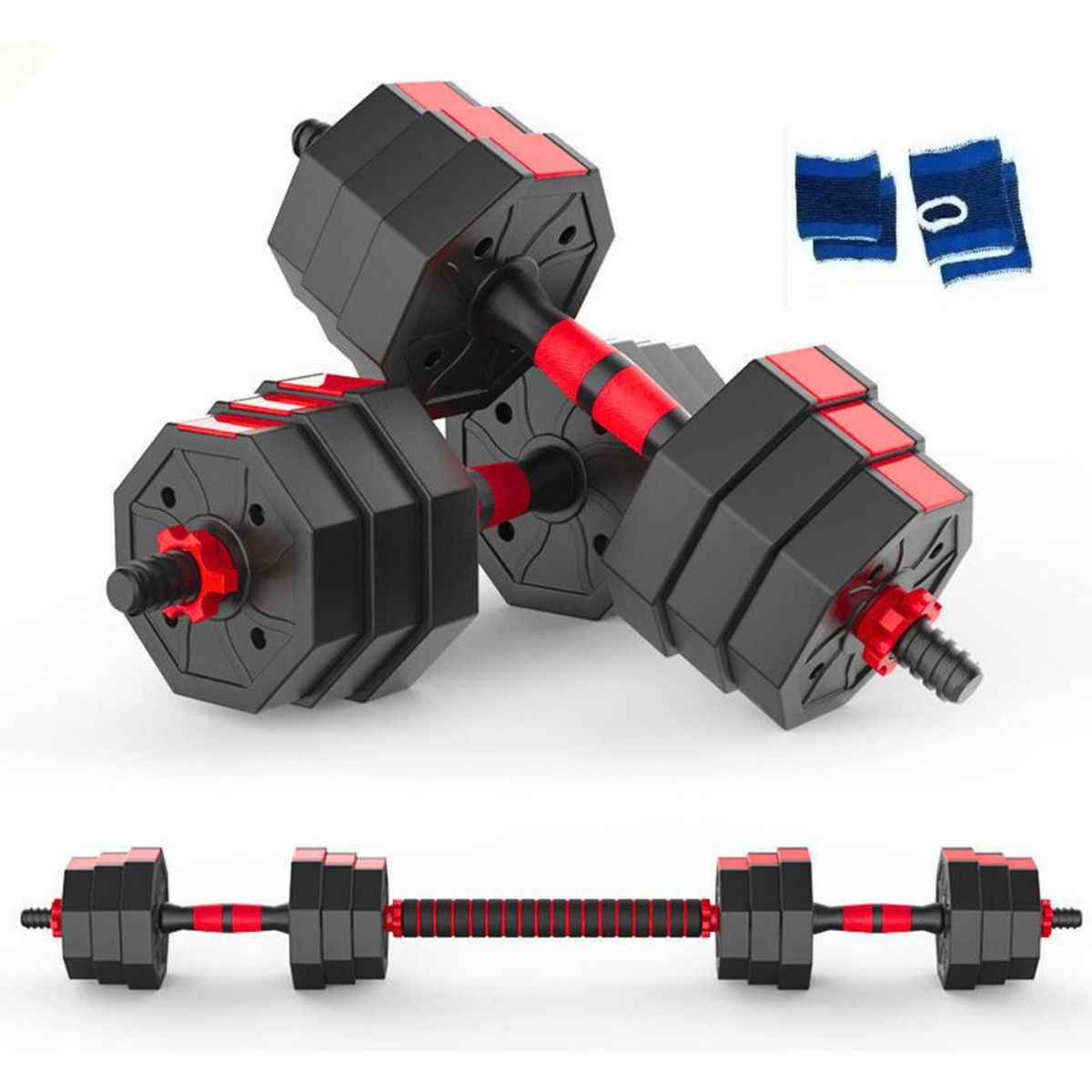 YEP S - Set Mancuernas 20 kg Barra Ajustables 3 en 1 - Negro