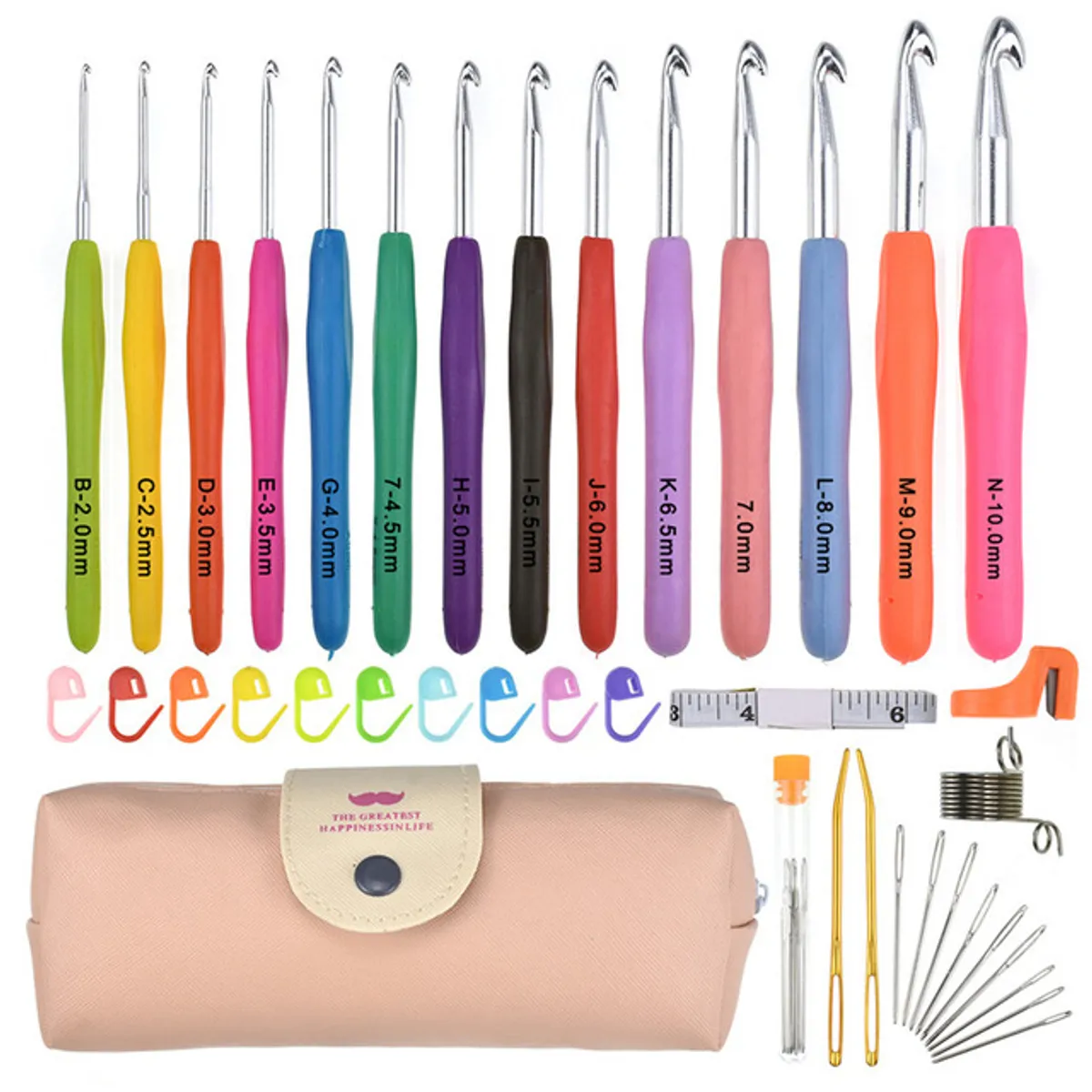 TIOZONEY - 14pcs mango suave de aluminio ganchos Crochet hilo Kit