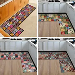 TIOZONEY - 2PCS Cocina Piso Alfombra Área Antideslizante Bañ Patrón