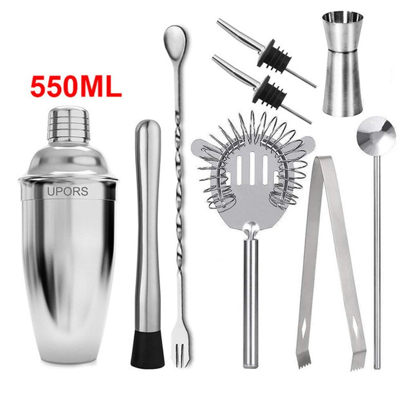 TIOZONEY - Bartender Kit 9pcs Set 550ml Shaker con elegante base de bambú