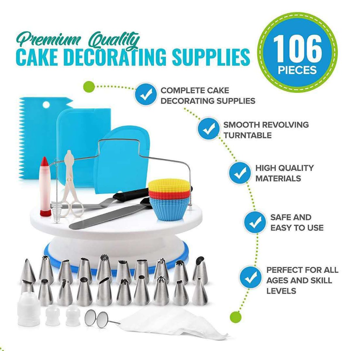 TIOZONEY - Kit Decoración Para Reposteria Boquillas Pasteleras 106 Pcs