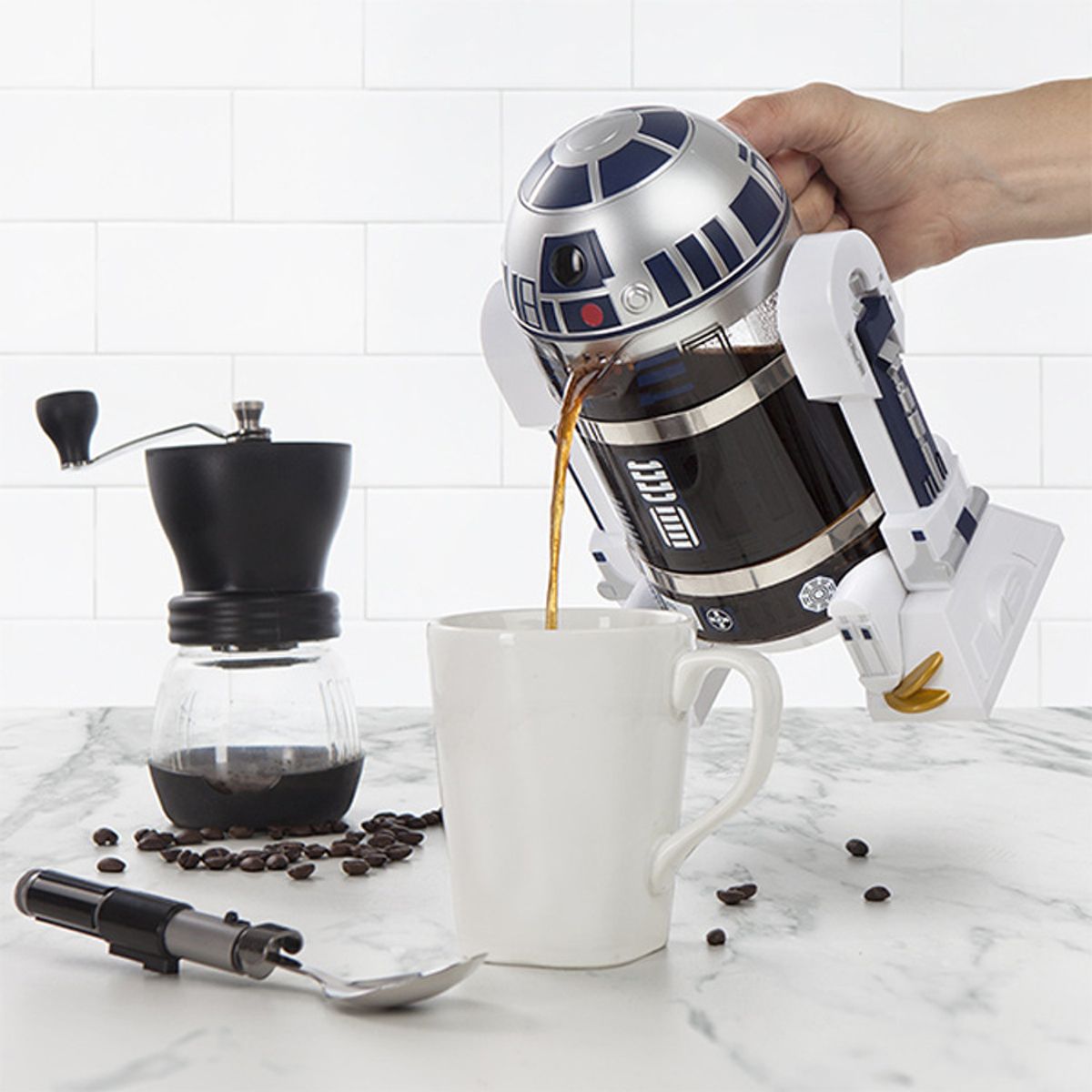 TIOZONEY - Mini cafetera manual de 960 ml para cafetera francesa R2-D2 doméstica