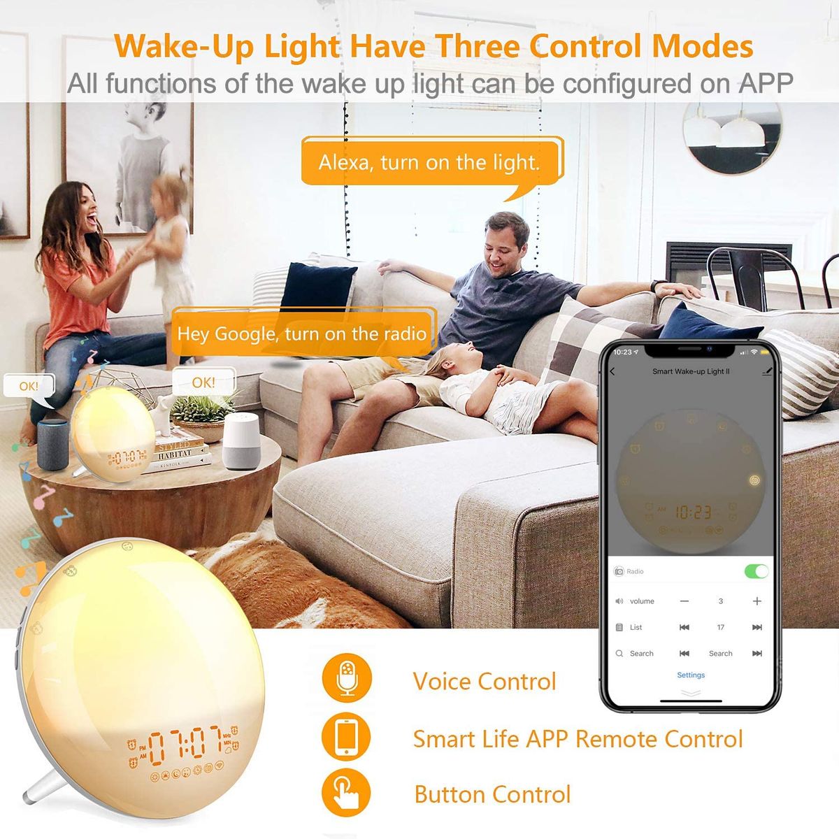 TIOZONEY - Smart Wake Up Light Despertador Luz Inteligente Wifi Control
