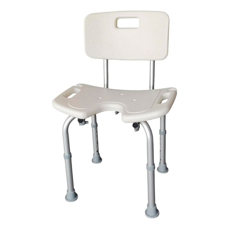 GENERICO - Silla De Ducha Portatil Baño Con Rebaje Respaldo Aluminio 302B