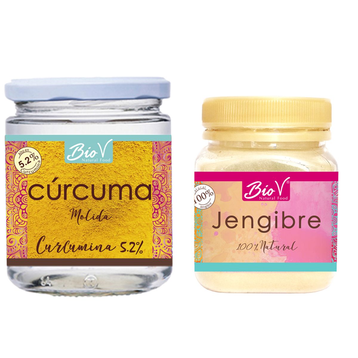 BIOV - Pack Jengibre 100g + Curcuma 200g Sin Gluten Vegano Bio V