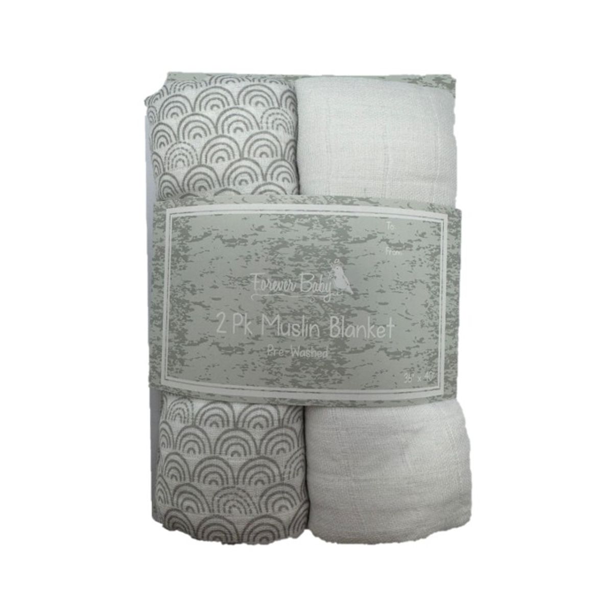 GENERICO - Pack 2 Tutos De Muselina Algodón Grandes Bebé GRIS-BLANCO