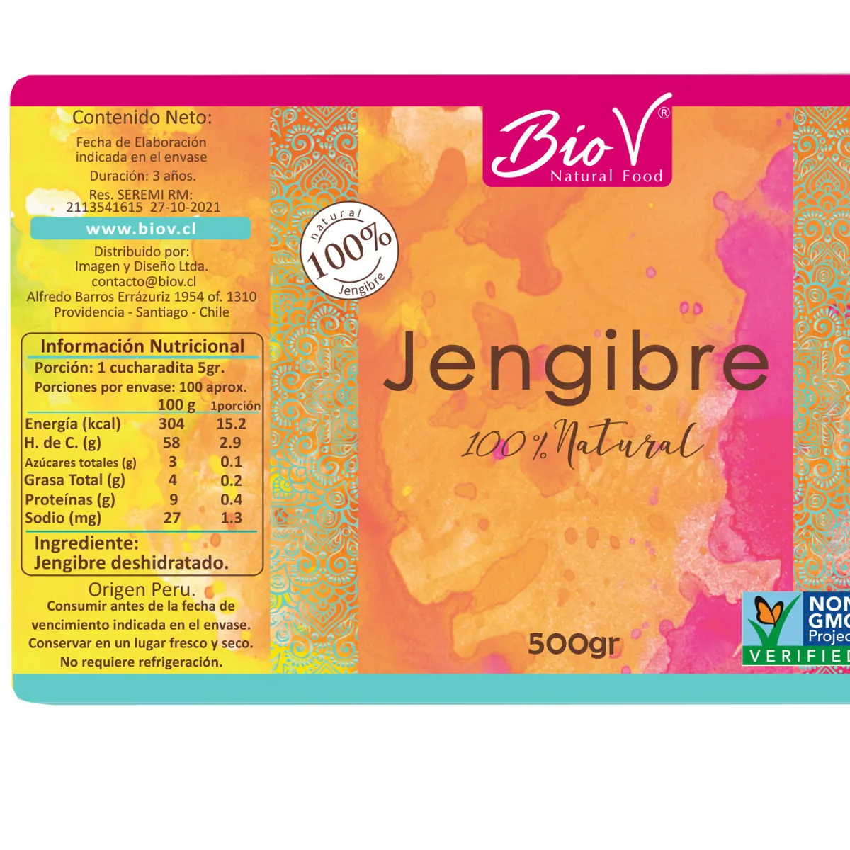 BIOV - Jengibre en Polvo 500g Sin Gluten Vegana Bio V