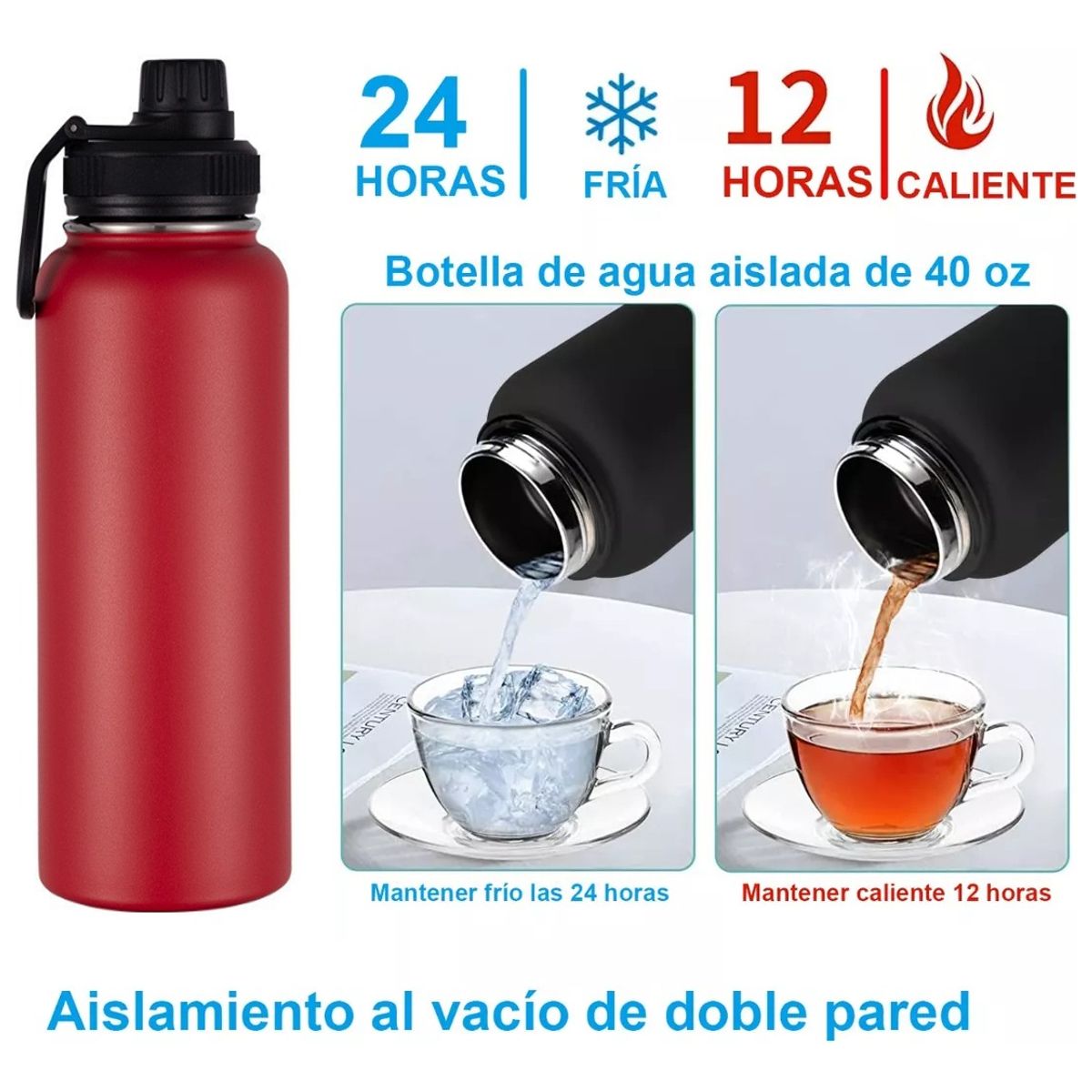 TIOZONEY - Botella De Agua Fríacaliente De Acero Inoxidable De 12 L