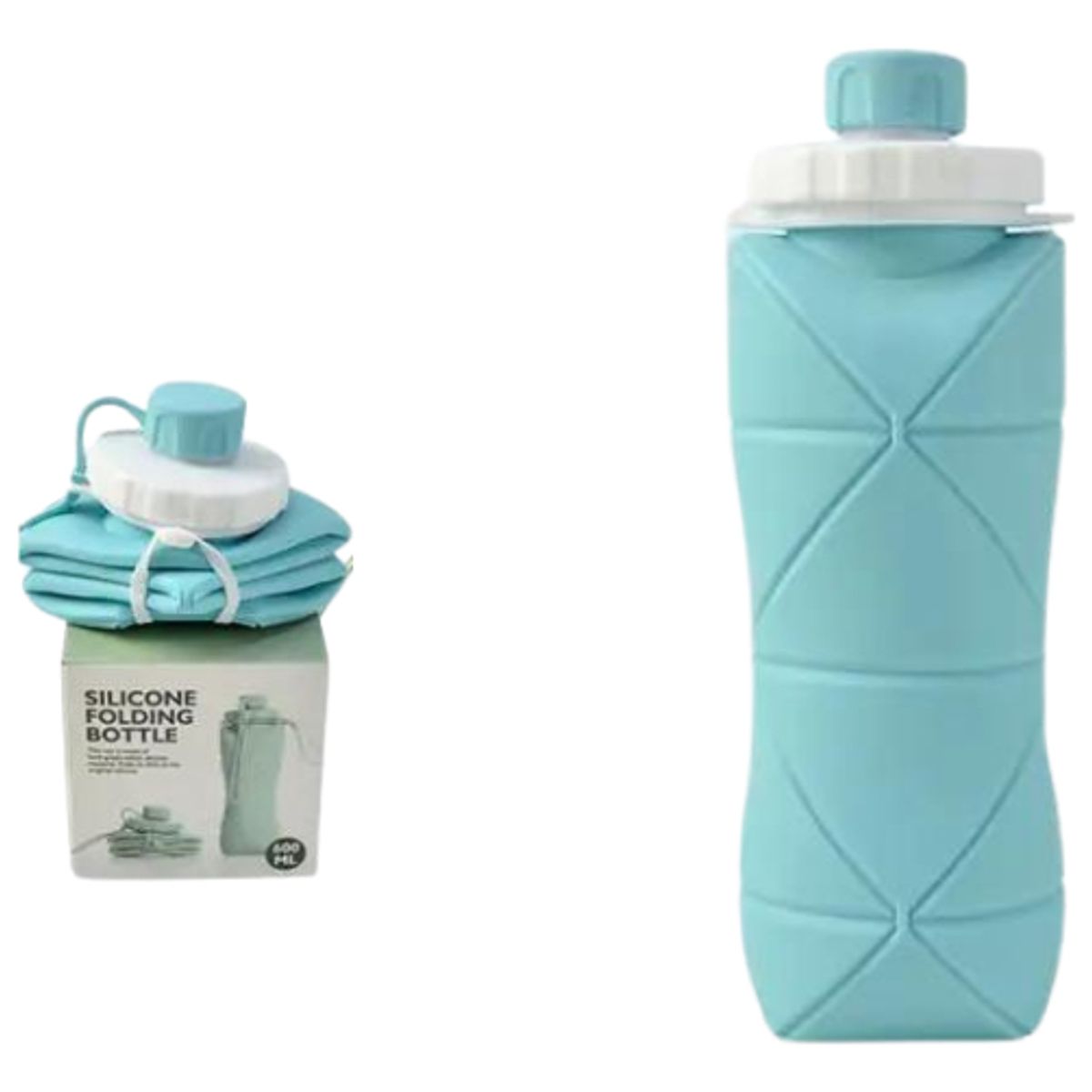 TIOZONEY - Botella De Agua Térmica De Silicona Plegable Portátil 600ml