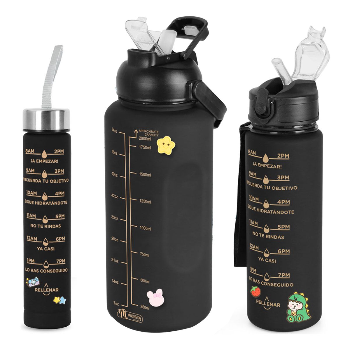 TIOZONEY - Botella De Agua Deportiva 2 Pack Gran Capacidad 2l Y 800ml