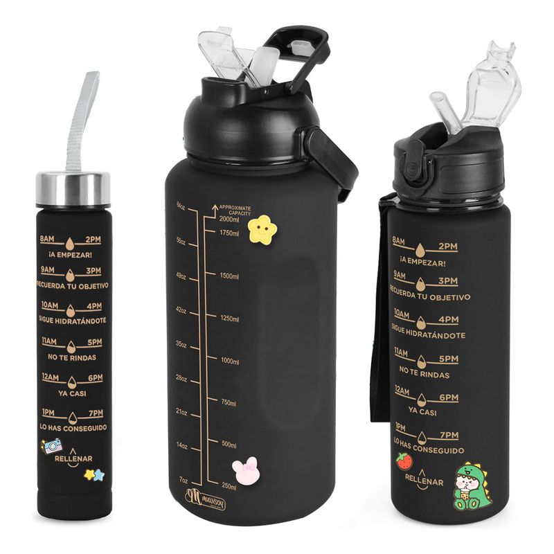 TIOZONEY - Botella De Agua Deportiva 2 Pack Gran Capacidad 2l Y 800ml