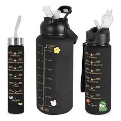 TIOZONEY - Botella De Agua Deportiva 2 Pack Gran Capacidad 2l Y 800ml