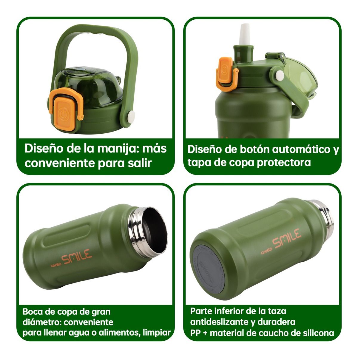 TIOZONEY - Botella De Agua Deportiva Termo De Acero Inoxidable 1100ml