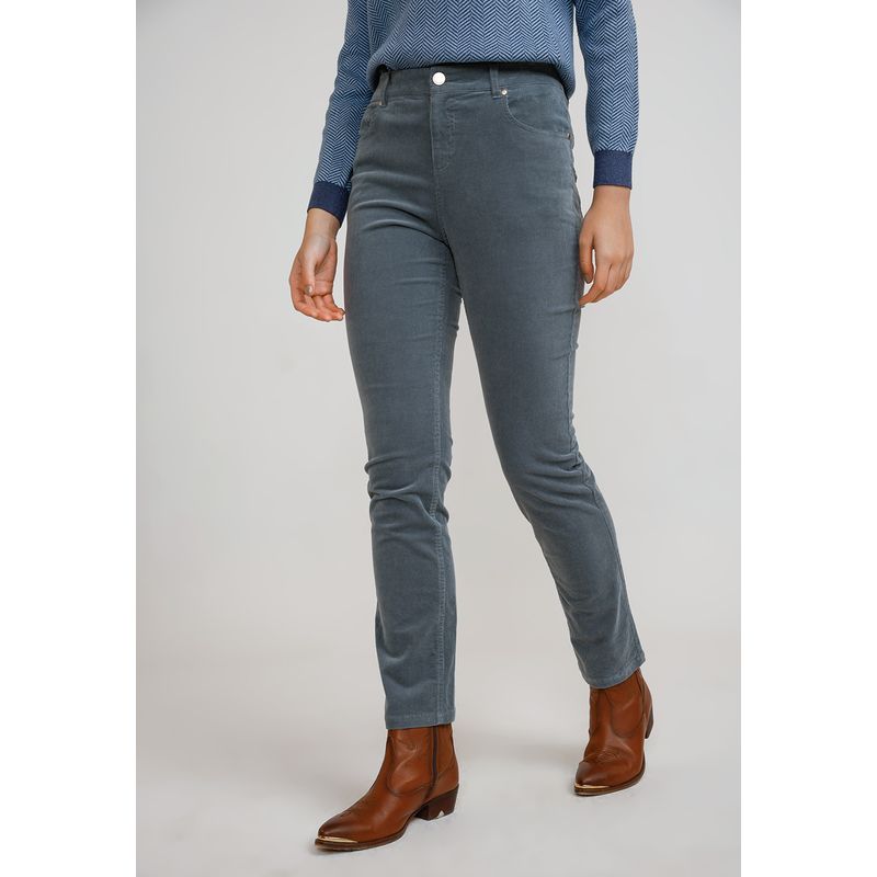 CANADIENNE - Pantalón Cotelé Mujer Algodón Dusty Blue Canadienne