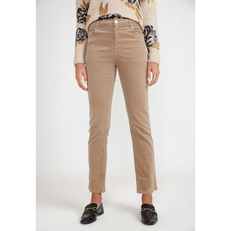 CANADIENNE - Pantalón Cotelé Mujer Algodón Camel Canadienne
