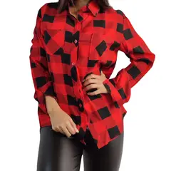 LIKE SHOP - Blusón Mujer Manga Larga Cuadrille Algodón 0021