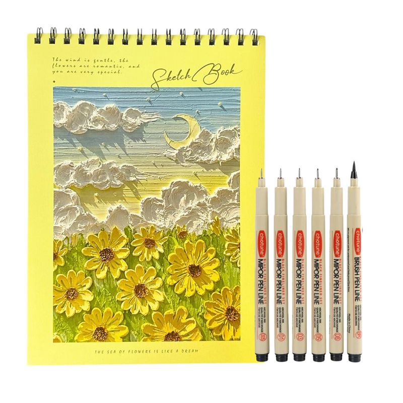 GENERICO - Croquera A4 Cuaderno Block De Dibujo + 6 Tiralíneas