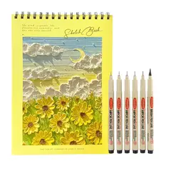 GENERICO - Croquera A4 Cuaderno Block De Dibujo + 6 Tiralíneas