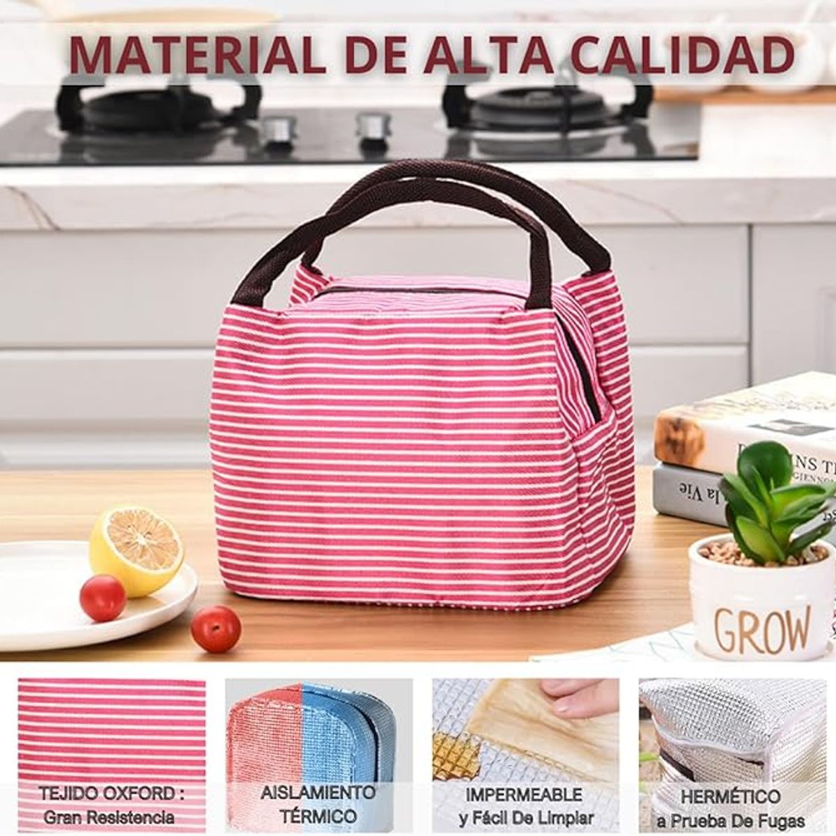 TIOZONEY - Bolsa de almuerzo a rayas