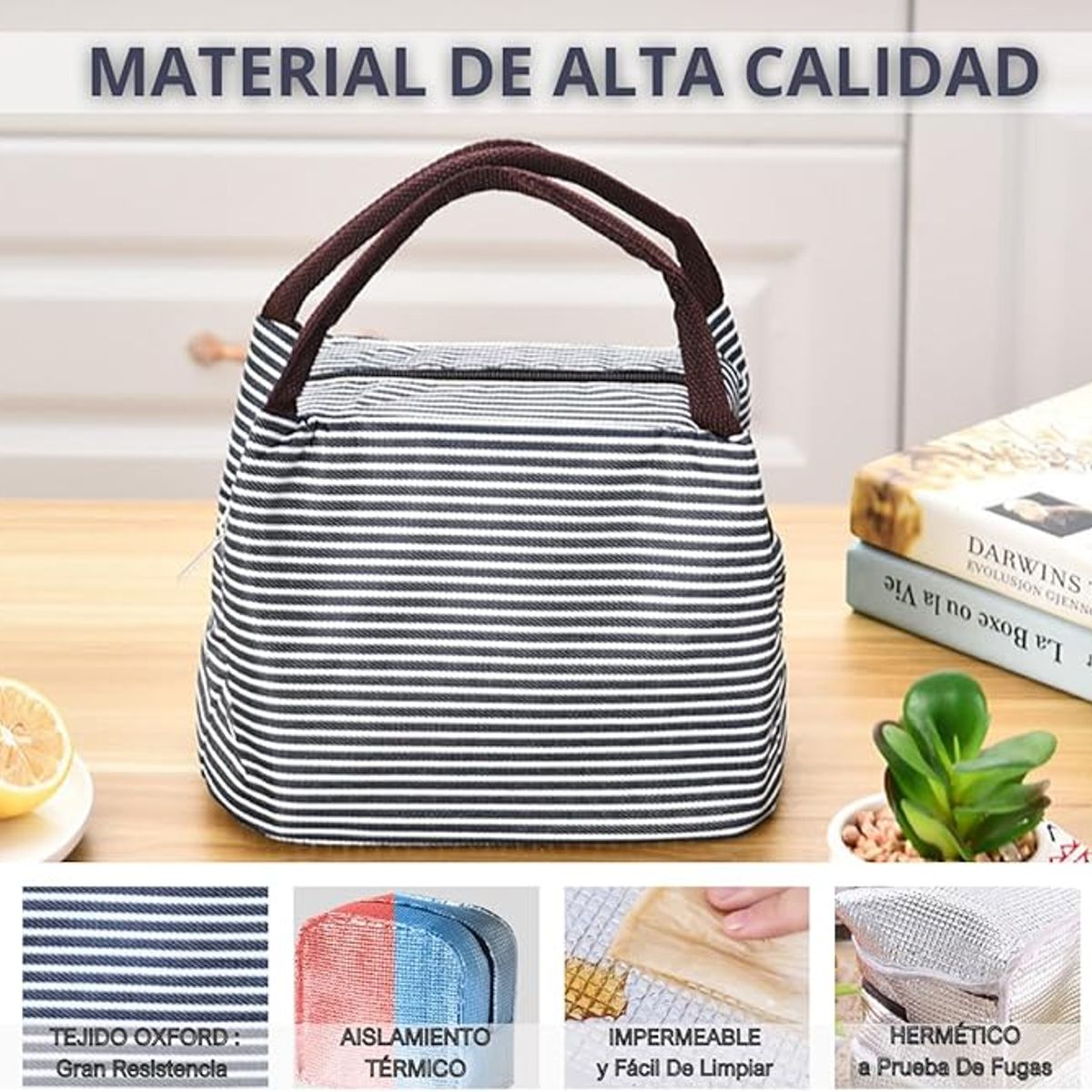 TIOZONEY - Bolsa de almuerzo a rayas