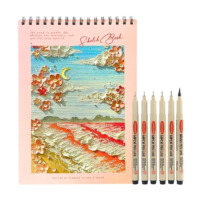 GENERICO - Croquera A4 Cuaderno Block De Dibujo + 6 Tiralíneas