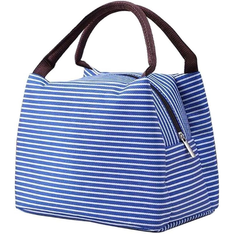 TIOZONEY - Bolsa de almuerzo a rayas.