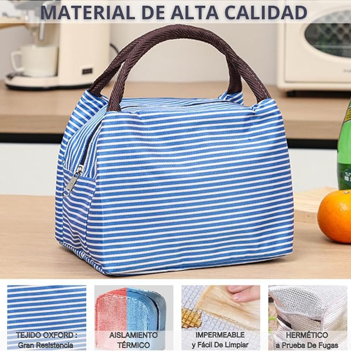 TIOZONEY - Bolsa de almuerzo a rayas