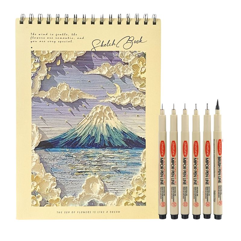 GENERICO - Croquera A4 Cuaderno Block De Dibujo + 6 Tiralíneas