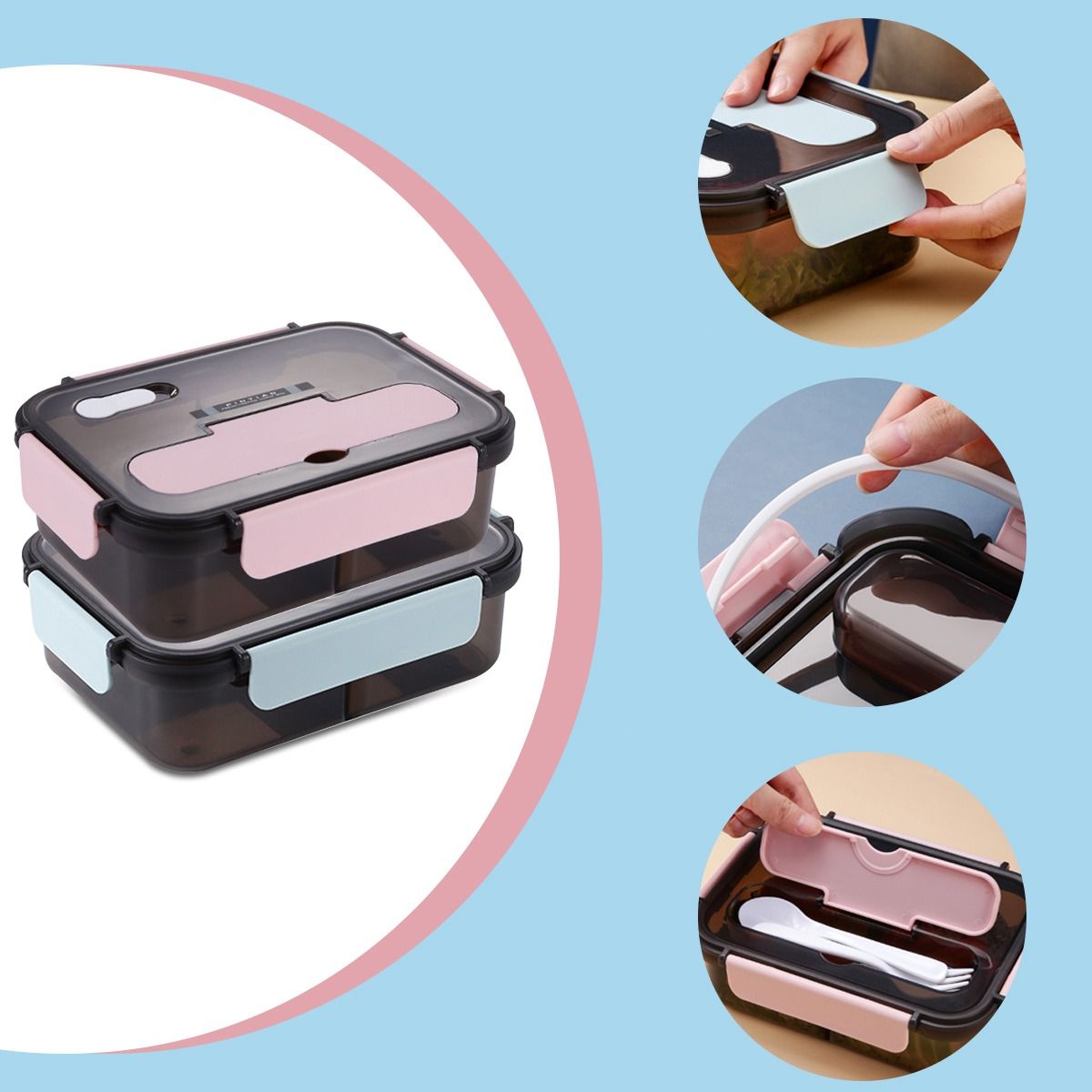 TIOZONEY - Lynnette Lunch Box Loncheras Topper Para Lunch Fiambrera 1500 Ml