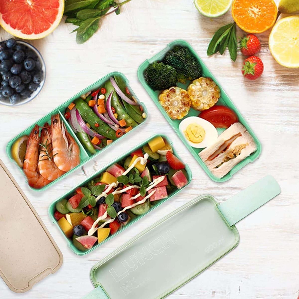 TIOZONEY - Lunch Box Fiambrera 3 En 1 Loncheras Para Adultos Y Niños