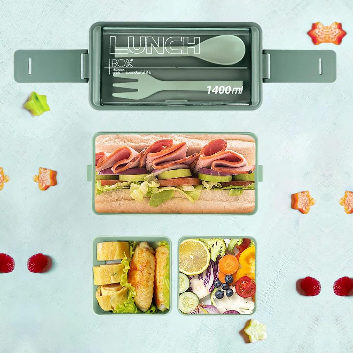 TIOZONEY - Fiambrera Para Niños Lunch Box Adultos Caja Bento Kit 32pcs