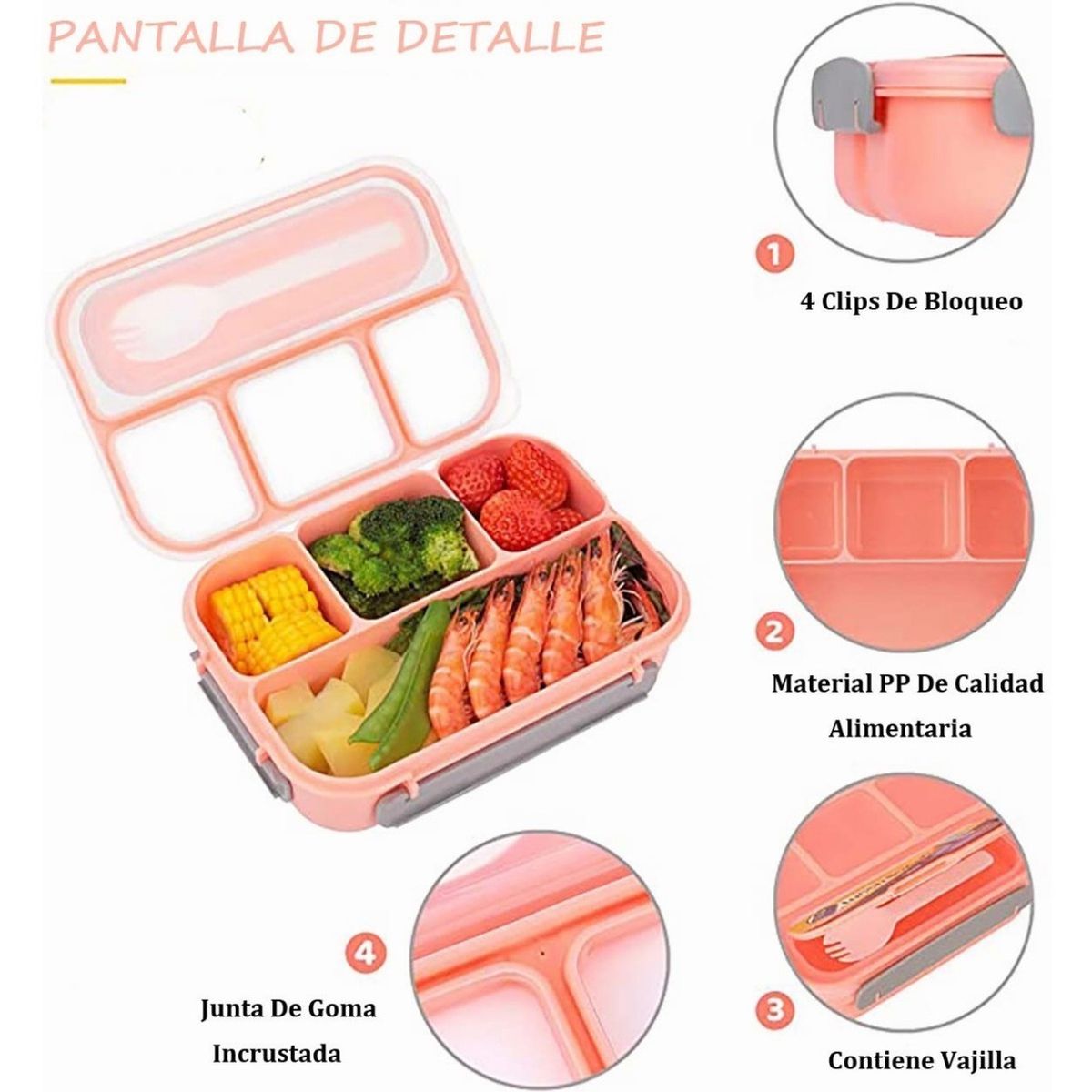 TIOZONEY - Lonchera Lunch Box Fiambrera Portátil Gran Capacidad 1300ml