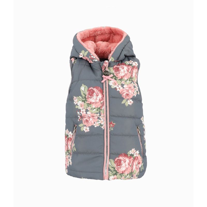 LIMONADA - Parka bebé floreada sin mangas gris Limonada