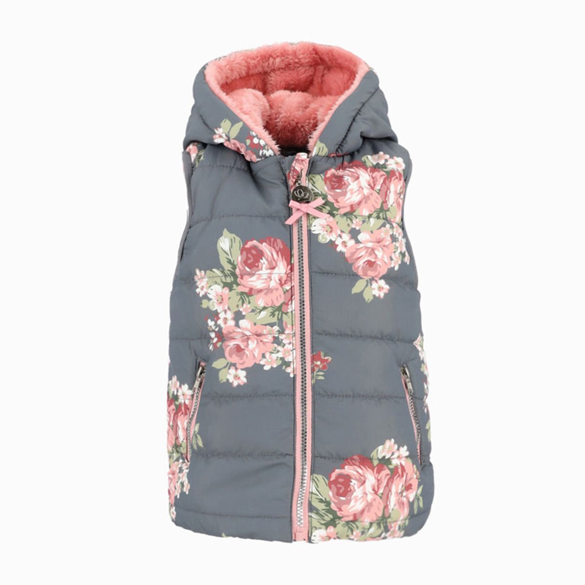 LIMONADA - Parka bebé floreada sin mangas gris Limonada