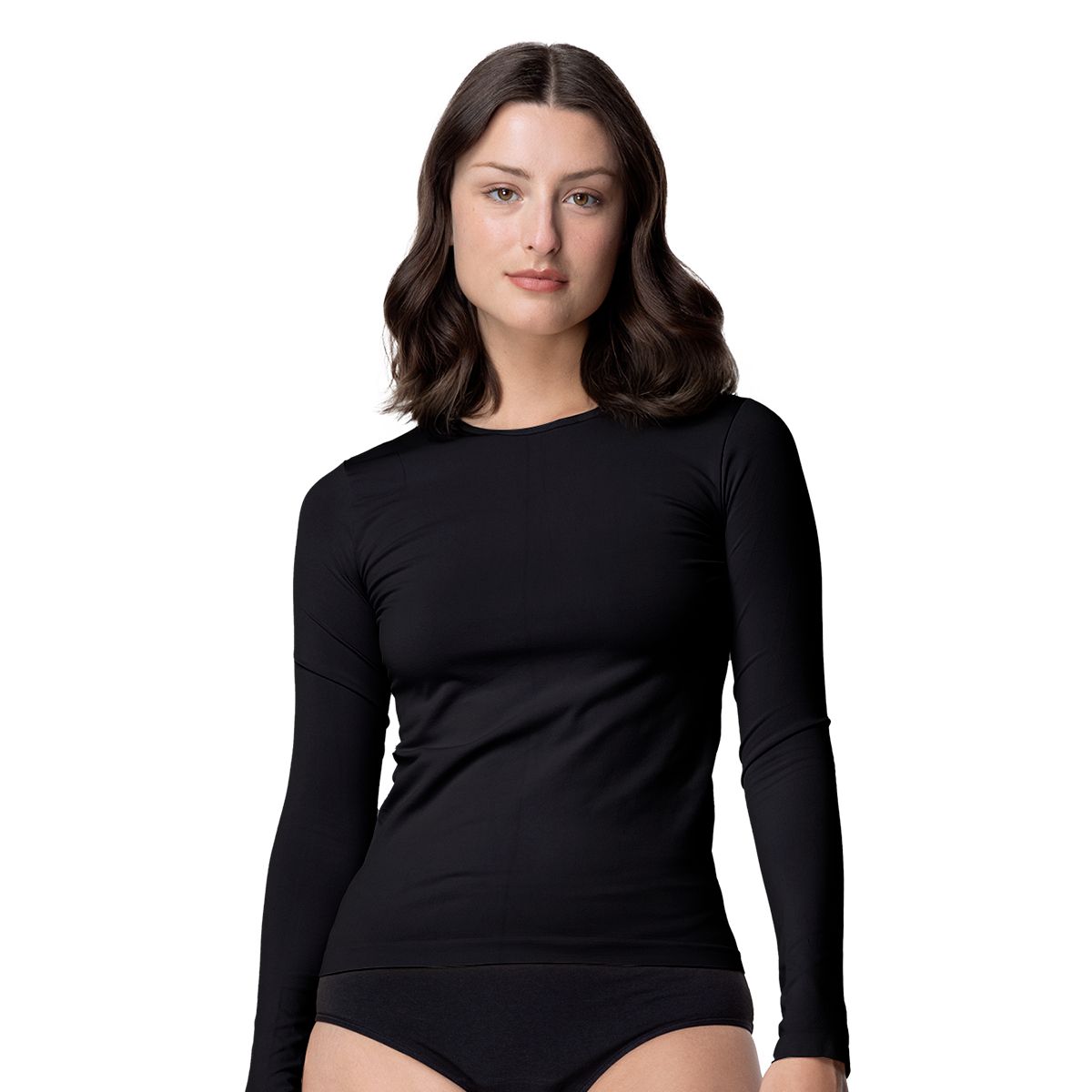 TOP - Camiseta Manga Larga Microfibra Mujer C1 Cuello Redondo Top