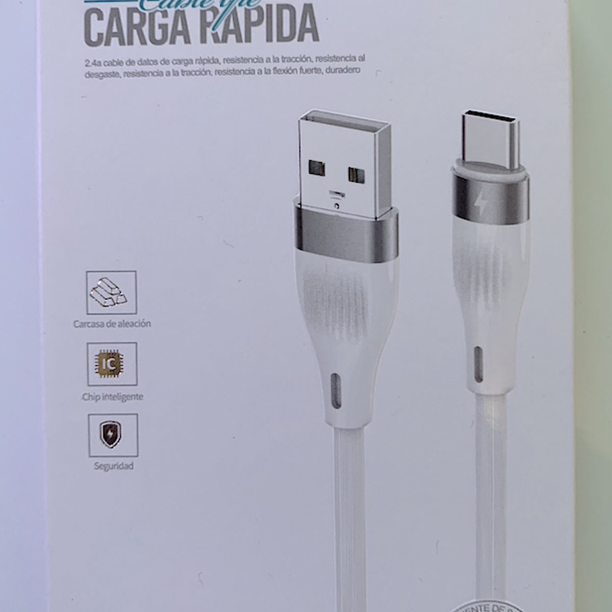 IRM - Cable Tipo C Carga Rápida 2.4a 1 Metro Resistente a Tracción