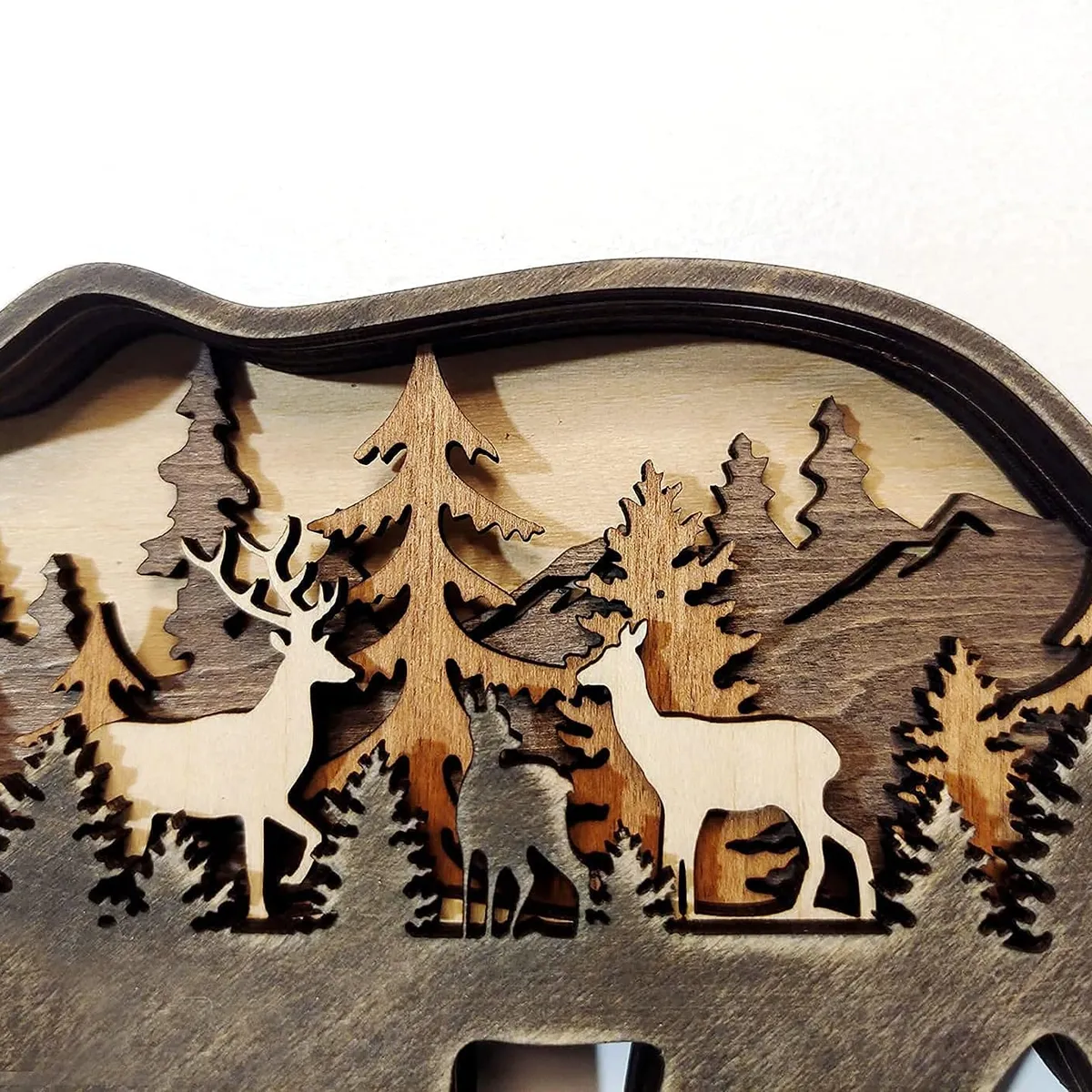 TIOZONEY - Decoración de oso marrón de madera con luz