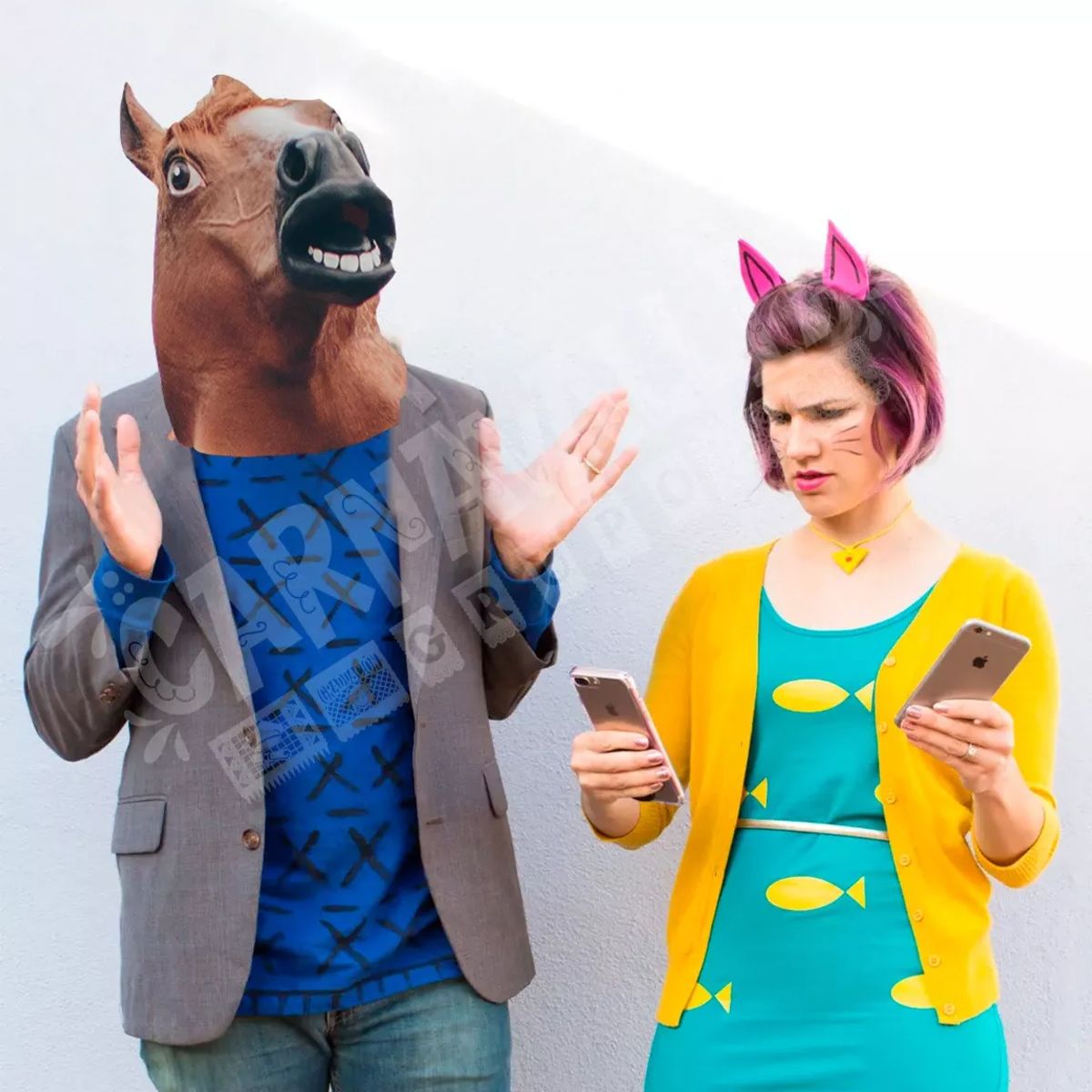 TIOZONEY - Máscara Disfraz Cabeza Caballo Fiesta Broma Harlem Halloween