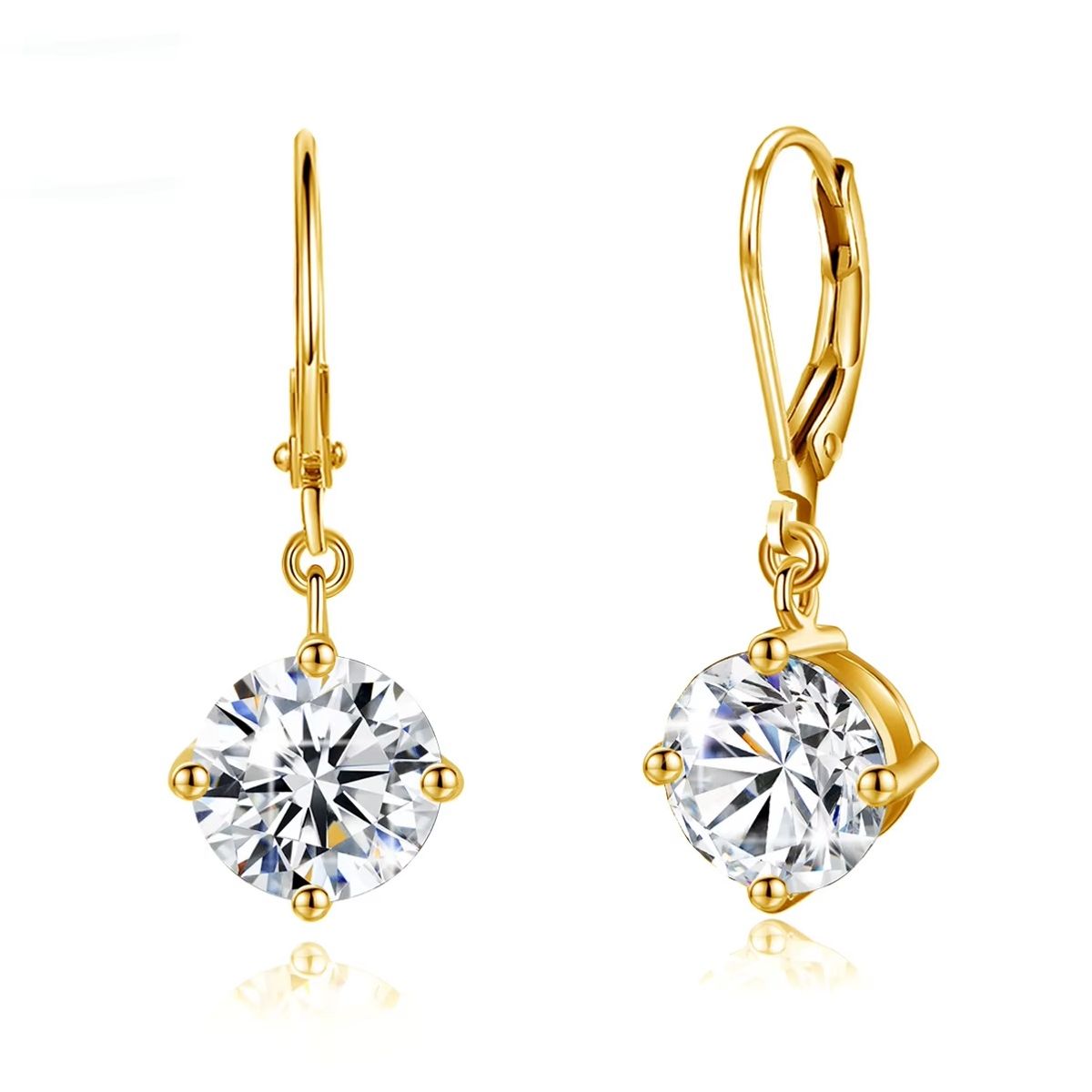 LUXURYJOYAS - Aros gota Oro 18kt Sobre Plata S925 diamante-mossainita cerificado
