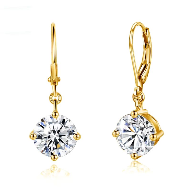 LUXURYJOYAS - Aros gota Oro18ktSobrePlata925 diamante-mossainita cerificado