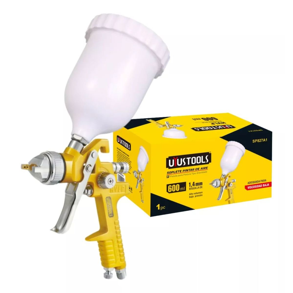UYUSTOOL - Pistola Para Pintar Con Compresor Gravedad 1.4 Mm Uyustools