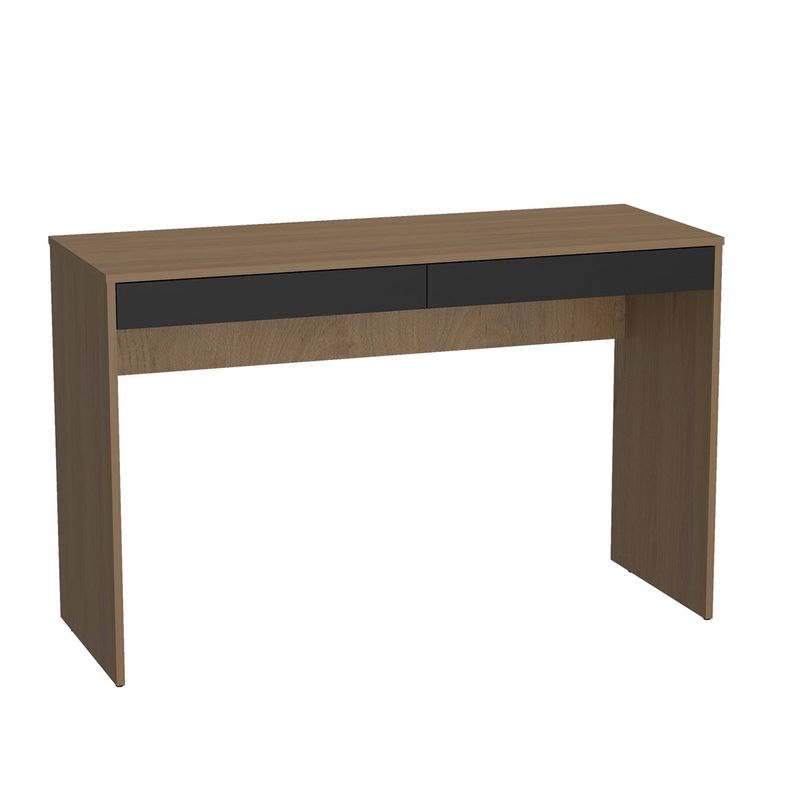 DF HOME - Escritorio Color Madera y Negro Madrid 2 Cajones B35.071