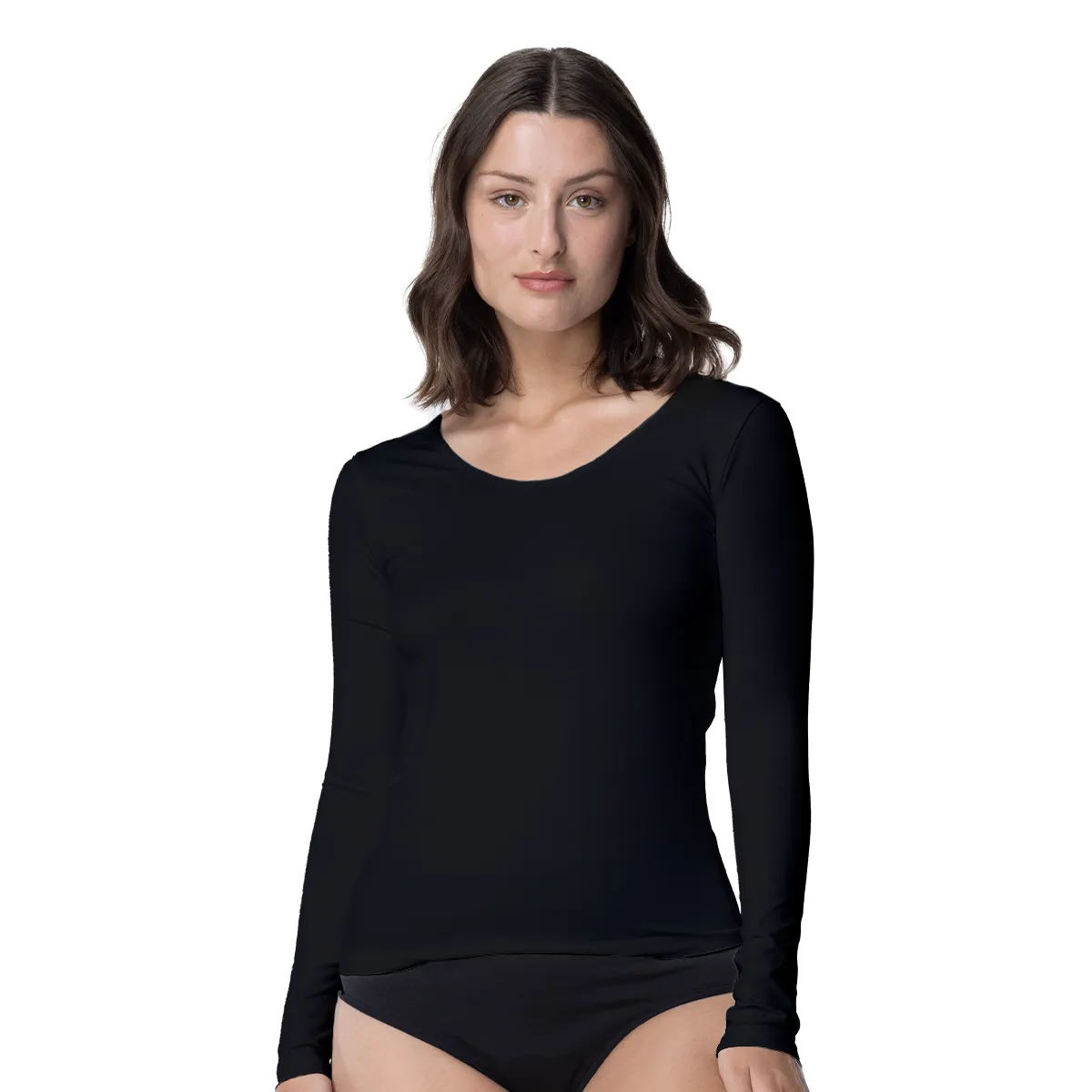 TOP - Camiseta Microfibra Manga Larga Mujer C1 Escote Redondo Top