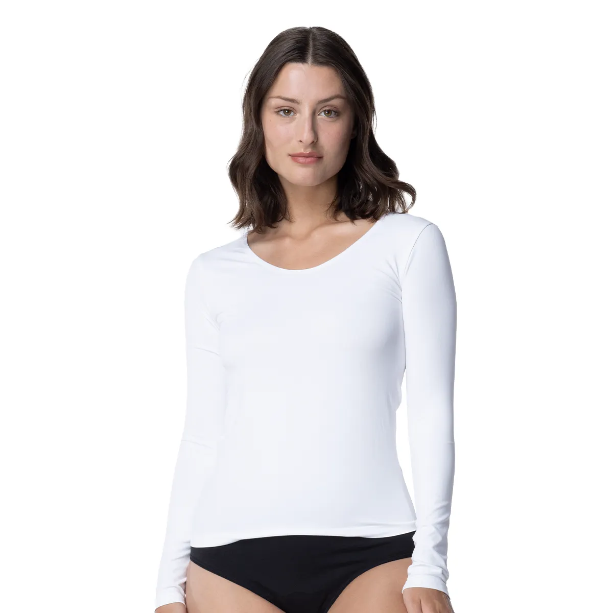 TOP - Camiseta Microfibra Manga Larga Mujer C2 Escote Redondo Top