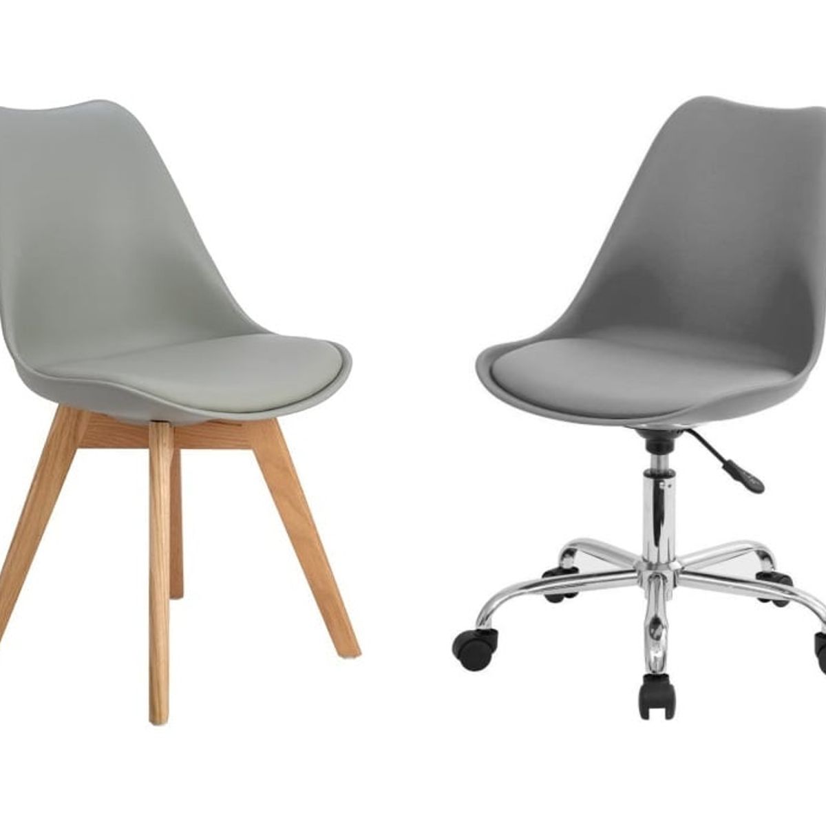 HABITA2 CHILE - Pack Tulip Work de Escritorio con Cojin de Ecocuero- Gris