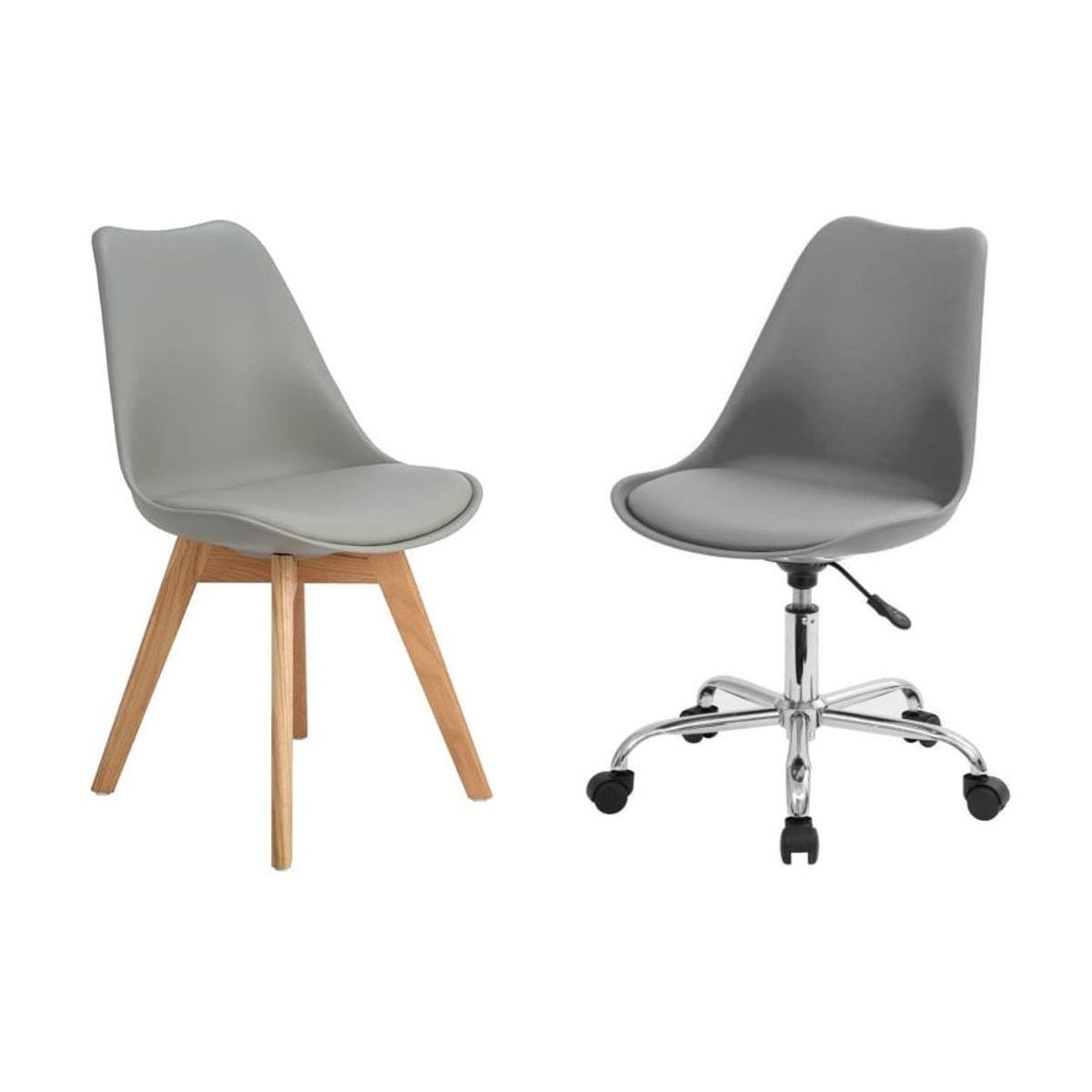 HABITA2 CHILE - Pack Tulip Work de Escritorio con Cojin de Ecocuero- Gris