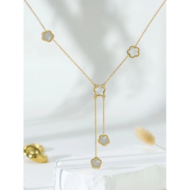 AMAZON - Collar Luxuryjoyascl Flores Blancas Nacar Baño Oro 50cm