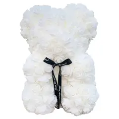 MOVI - Oso de Peluche con Rosas Eternas color Blanco Un Detalle Inolvidable