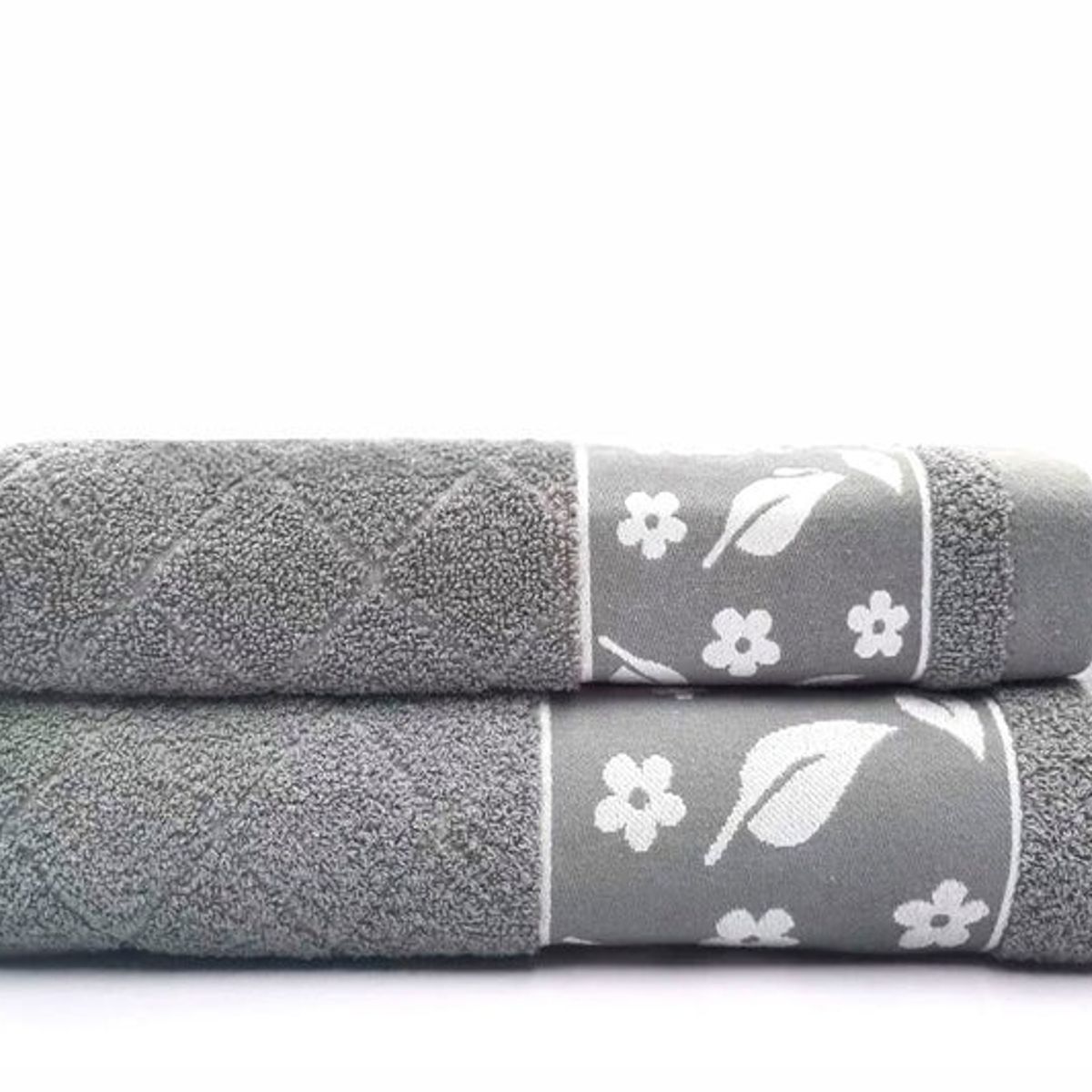 ANDES1 - Andes Juego Toallas Jacquard Hojas 2piezas Gris